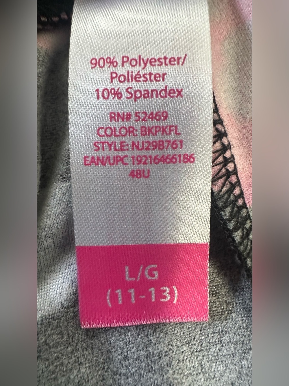 Junior.Woman’s Floral Leggings - Pink Floral on Black Size L 11/13 - Picture 2 of 2